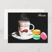パリフランスカフェコーヒーマカロンウォーター色 ポストカード (正面/裏面)