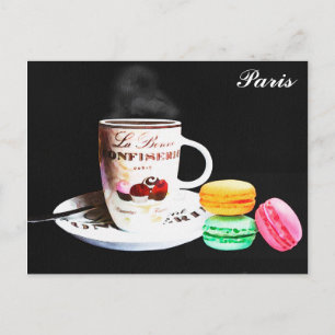 パリフランスカフェコーヒーマカロンウォーター色 ポストカード