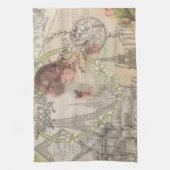 パリフランスガールかわいらしエッフェル キッチンタオル (縦)