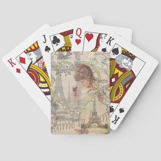 パリフランスガールかわいらしエッフェル トランプ (裏面)
