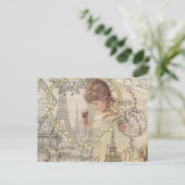 パリフランスガールかわいらしエッフェル ポストカード (スタンド正面)