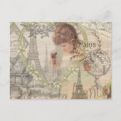 パリフランスガールかわいらしエッフェル ポストカード (正面)