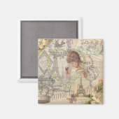 パリフランスガールかわいらしエッフェル マグネット (正面/裏面)