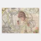 パリフランスガールかわいらしエッフェル ラッピングペーパーシート (正面)