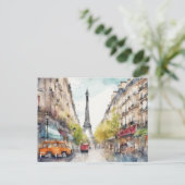 パリフランスシティシルエットウォーターカラー ポストカード (スタンド正面)
