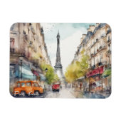 パリフランスシティシルエットウォーターカラー マグネット (横)