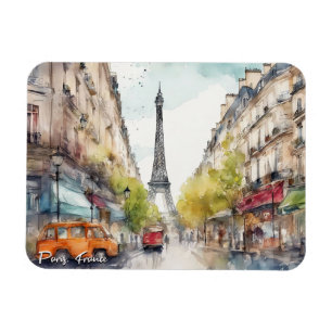 パリフランスシティシルエットウォーターカラー マグネット