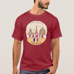 パリフランスシティスカイラインエンブレム Tシャツ<br><div class="desc">パリのミニマルなカラフルアートデザインで、フランスの街のモニュメントとランドマークを特集。</div>