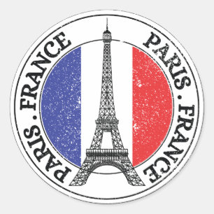 パリフランスシールステッカー丸旗 ラウンドシール