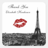 パリフランススカイラインキス#1 BWキスメッセージカード スクエアシール (正面)