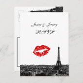 パリフランススカイラインキス#1 BW RSVP 1 インビテーションポストカード (正面/裏面)