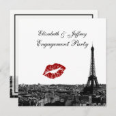 パリフランススカイラインキス#1 BW V婚約 招待状 (正面/裏面)