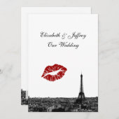 パリフランススカイラインキス#1 BW V 結婚's 招待状 (正面/裏面)