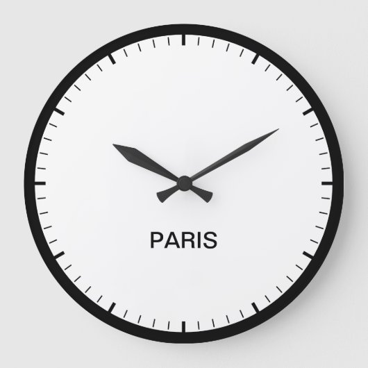 パリフランスタイムゾーンニュースルームスタイル時計 ラージ壁時計 (正面)