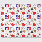 パリフランステーマキュートおもしろい赤白青デザイン ラッピングペーパー (フラット)