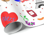 パリフランステーマキュートおもしろい赤白青デザイン ラッピングペーパー (ロールコーナー)