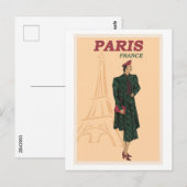 パリフランストラベルファッションレトロ ポストカード (正面/裏面)