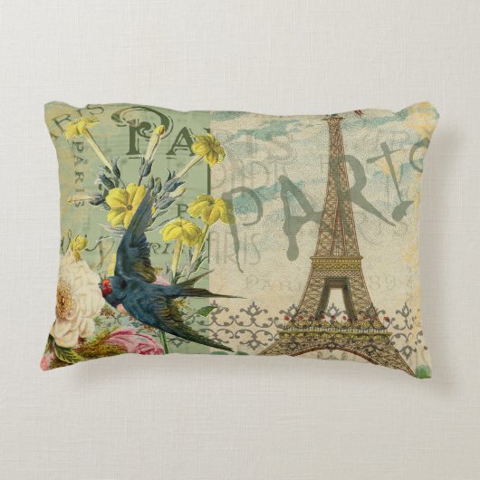 パリフランストラベルヴィンテージアンティークアー絵画トズ アクセントクッション (裏面)