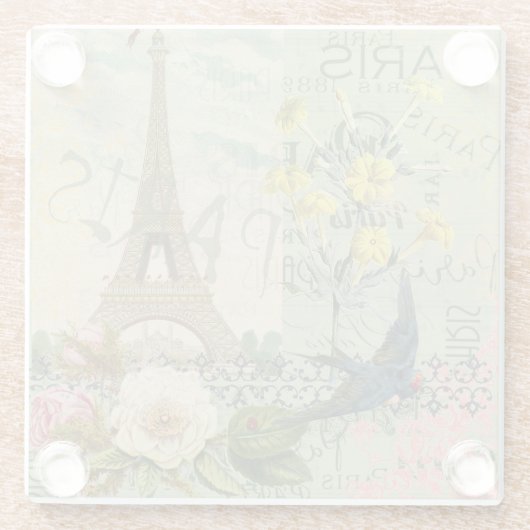 パリフランストラベルヴィンテージアンティークアー絵画トズ ガラスコースター (裏面)