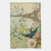 パリフランストラベルヴィンテージアンティークアー絵画トズ キッチンタオル (縦)