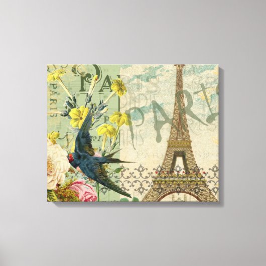 パリフランストラベルヴィンテージアンティークアー絵画トズ キャンバスプリント (正面)