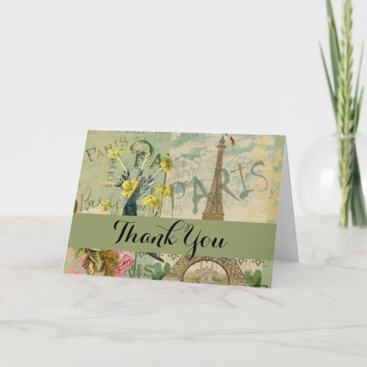 パリフランストラベルヴィンテージアンティークアー絵画トズ サンキューカード (正面)
