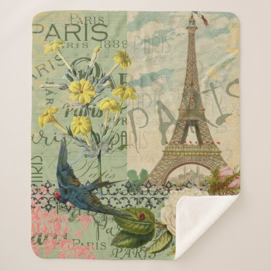 パリフランストラベルヴィンテージアンティークアー絵画トズ シェルパブランケット (正面)