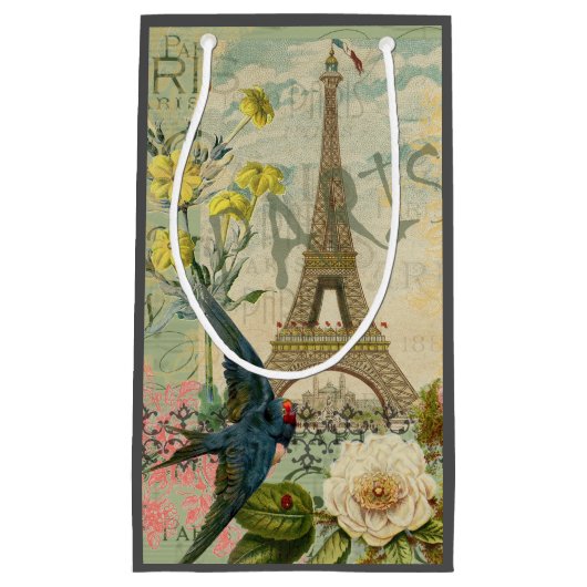 パリフランストラベルヴィンテージアンティークアー絵画トズ スモールペーパーバッグ (正面)