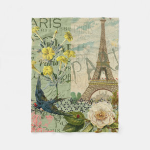パリフランストラベルヴィンテージアンティークアー絵画トズ フリースブランケット