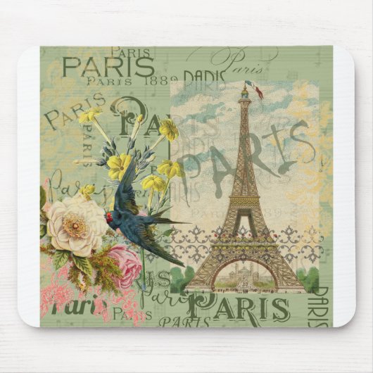 パリフランストラベルヴィンテージアンティークアー絵画トズ マウスパッド (正面)