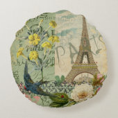 パリフランストラベルヴィンテージアンティークアー絵画トズ ラウンドクッション (裏面)