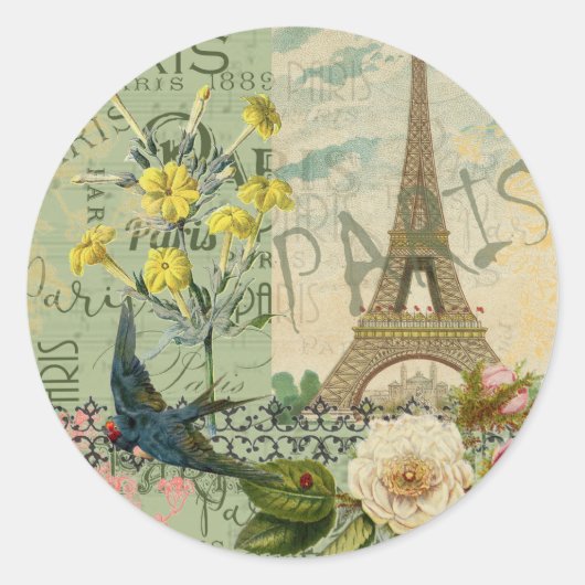 パリフランストラベルヴィンテージアンティークアー絵画トズ ラウンドシール (正面)