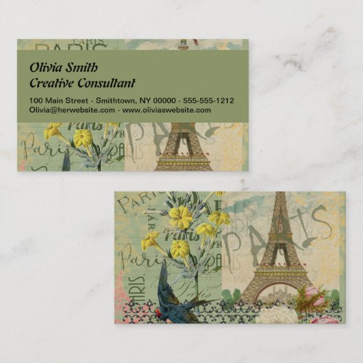 パリフランストラベルヴィンテージアンティークアー絵画トズ 名刺 (正面/裏面)