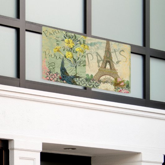 パリフランストラベルヴィンテージアンティークアー絵画トズ 横断幕 (ビルの外側)