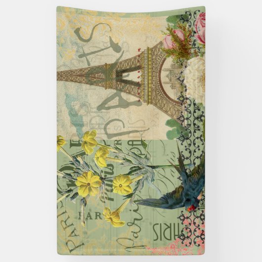 パリフランストラベルヴィンテージアンティークアー絵画トズ 横断幕 (縦)