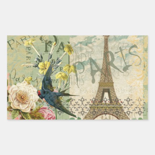 パリフランストラベルヴィンテージアンティークアー絵画トズ 長方形シール (正面)