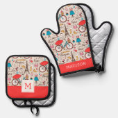 パリフランスパターン 鍋つかみ&鍋敷きセット (正面/裏面)