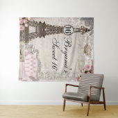 パリフランスピンクローゼズスウィート16パーティー背景 タペストリー (インサイチュ(横))