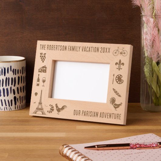 パリフランスファミリーバカパーソナライズされたンス6x4 レーザー彫刻フレーム (左)