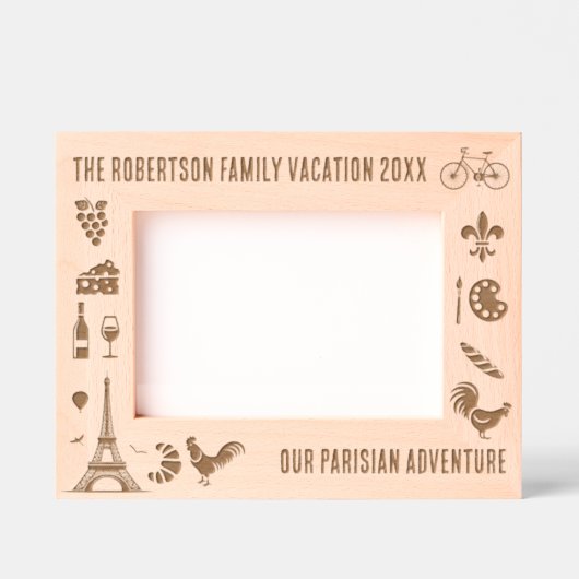 パリフランスファミリーバカパーソナライズされたンス7x5 レーザー彫刻フレーム (正面)
