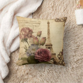 パリフランスフランスのエッフェルタワーフローラコラージュ クッション (ブランケット)