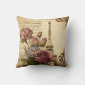 パリフランスフランスのエッフェルタワーフローラコラージュ クッション (裏面)