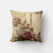 パリフランスフランスのエッフェルタワーフローラコラージュ クッション (正面)
