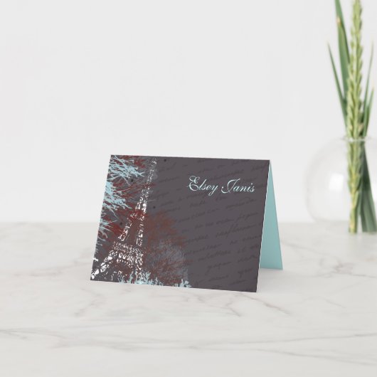 パリフランスフランスのバーバルミツワーサンキューカード ノートカード (正面)