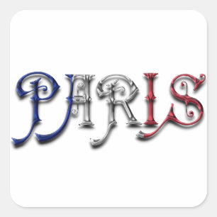 パリフランスフランスの国旗の色タイポグラフィ スクエアシール