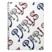 パリフランスフランスの国旗の色タイポグラフィ ノートブック (正面)