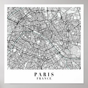 パリフランスブルーウォーター通りマップ ポスター