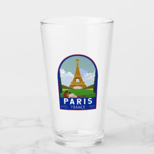 パリフランスレトロトラベルアートヴィンテージ タンブラーグラス