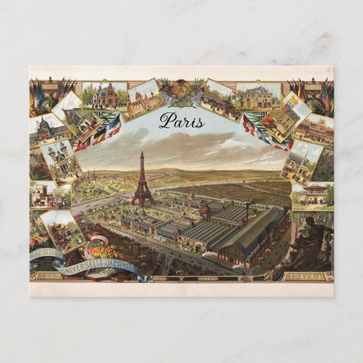 パリフランスヴィンテージエッフェルタワートラベル ポストカード (正面)