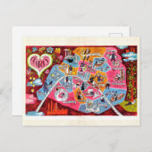 パリフランスヴィンテージカラフルの地図 ポストカード (正面/裏面)